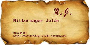 Mittermayer Jolán névjegykártya