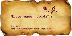 Mittermayer Jolán névjegykártya